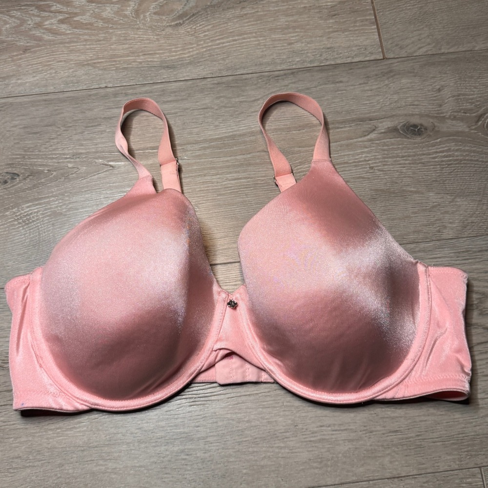 Breezies Pink Satin Modesty Lined Full Coverage T-Shirt Bra 40D